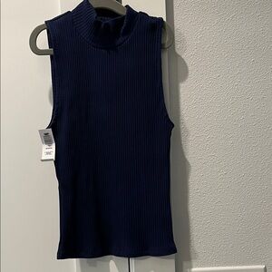 Aritzia Navy Blue Ribbed Sleeveless Top